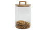 DKD Home Decor Bote de Cristal Rayado con Bambú 4L Transparente