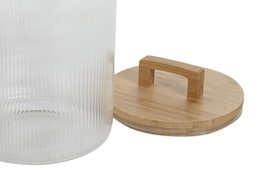 DKD Home Decor Bote de Cristal Rayado con Bambú 4L Transparente