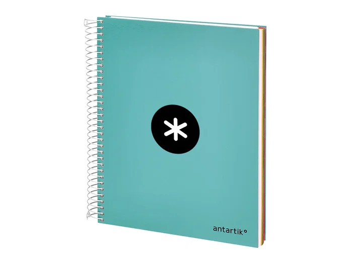 Antartik Cuaderno Espiral A5 Micro, 120 Hojas 90gr Liso, 5 Bandas, 6 Taladros, Color Menta