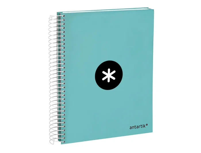 Antartik Cuaderno Espiral A5 Micro, 120 Hojas 90gr Liso, 5 Bandas, 6 Taladros, Color Menta