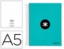 Antartik Cuaderno Espiral A5 Micro, 120 Hojas 90gr Liso, 5 Bandas, 6 Taladros, Color Menta
