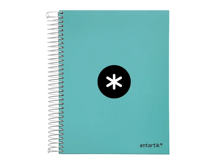 Antartik Cuaderno Espiral A5 Micro, 120 Hojas 90gr Liso, 5 Bandas, 6 Taladros, Color Menta
