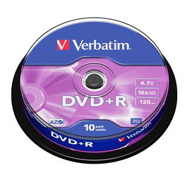 Verbatim DVD+R 4.7 GB 16X 10 Pack Spindle Superficie Matt Silver