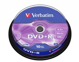 Verbatim DVD+R 4.7GB 16x Matt Silver, 10 Unidades, Tarrina de 10 Discos