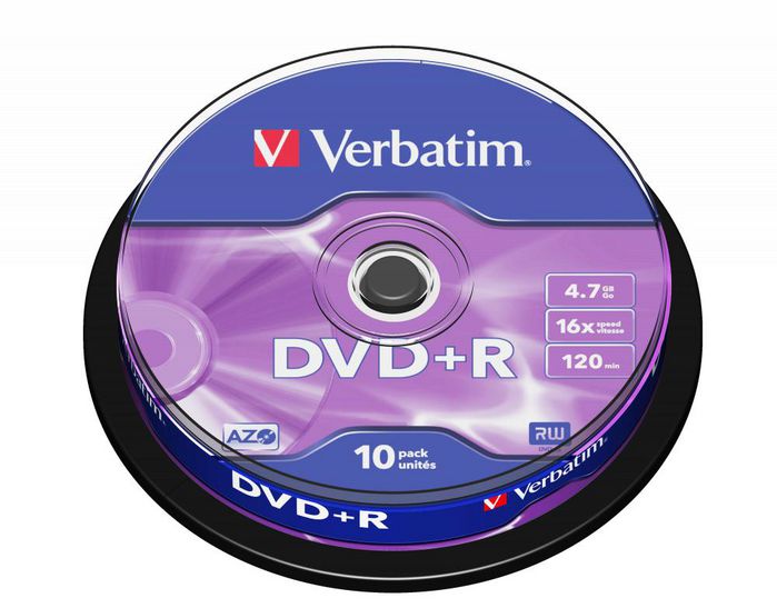 Verbatim DVD+R Advanced AZO 16x 4.7GB 10 Pack Spindle Plata mate