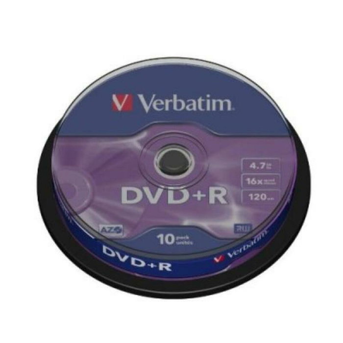 Verbatim DVD+R Advanced AZO 16x 4.7GB 10 Pack Spindle Plata mate