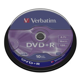 Verbatim DVD+R 4,7GB 16x Plata mate 10 unidades