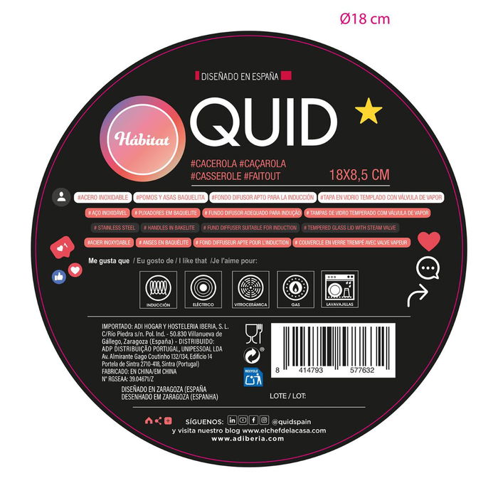 Cacerola Acero Inoxidable Habitat Quid 18x8,5 cm - 200 cL