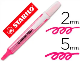 Stabilo Marcador Fluorescente Swing Cool Rosa, Tamaño Bolsillo con Clip, Punta Biselada, Trazo 2-5mm