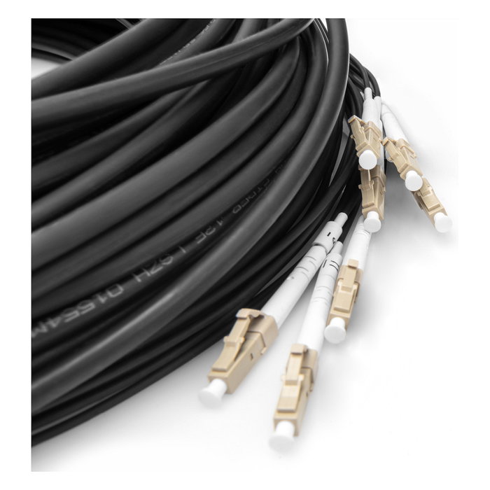 Digitus Cable de Fibra Óptica OM4 8 Fibras 50m, LC/UPC a LC/UPC, 50 micras, Vorkonfektioniert, U-DQ(ZN) BH, Negro