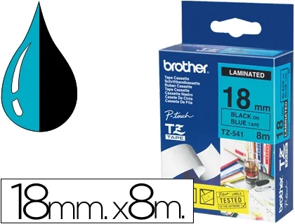 Brother TZe-541 Cinta Laminada 18mm x 8m Azul/Negro Brother TZe-541 Cinta Laminada 18mm x 8m Azul/Negro