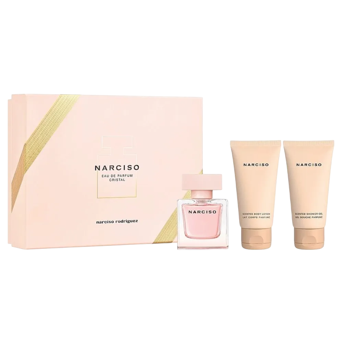 Set Narciso Rodriguez: Cristal, Eau De Parfum, For Women, 50 ml + Cristal, Hydrating, Body Lotion, 50 ml + Cristal, Cleansing, Shower Gel, All Over The Body, For All Skin Types, 50 ml