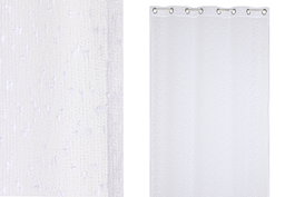 DKD Home Decor Cortina de Poliéster Blanca 140x260 cm con 8 Anillas