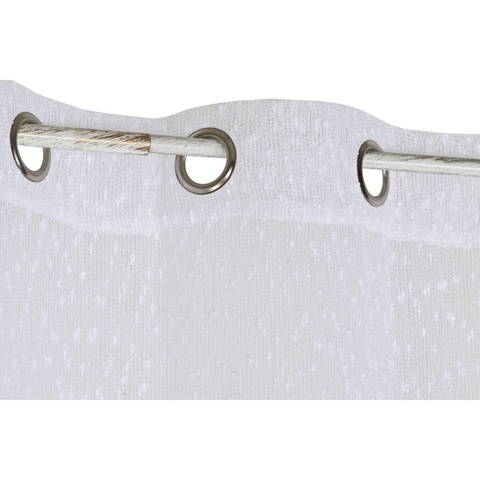 DKD Home Decor Cortina de Poliéster Blanca 140x260 cm con 8 Anillas