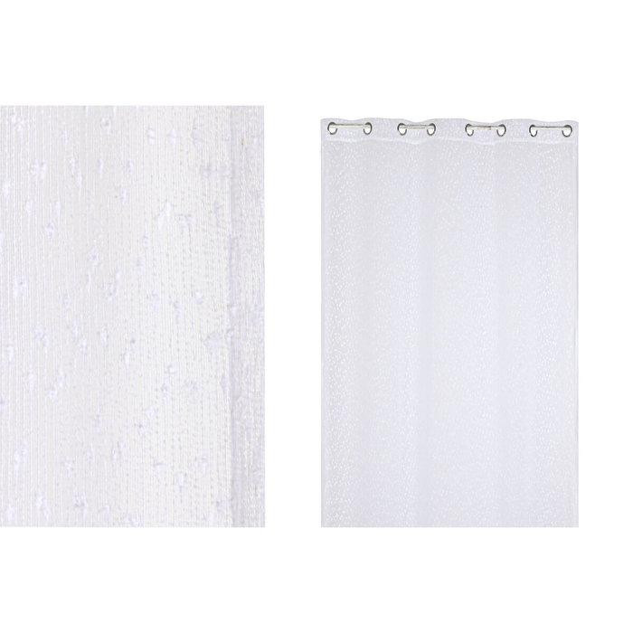 DKD Home Decor Cortina de Poliéster Blanca 140x260 cm con 8 Anillas