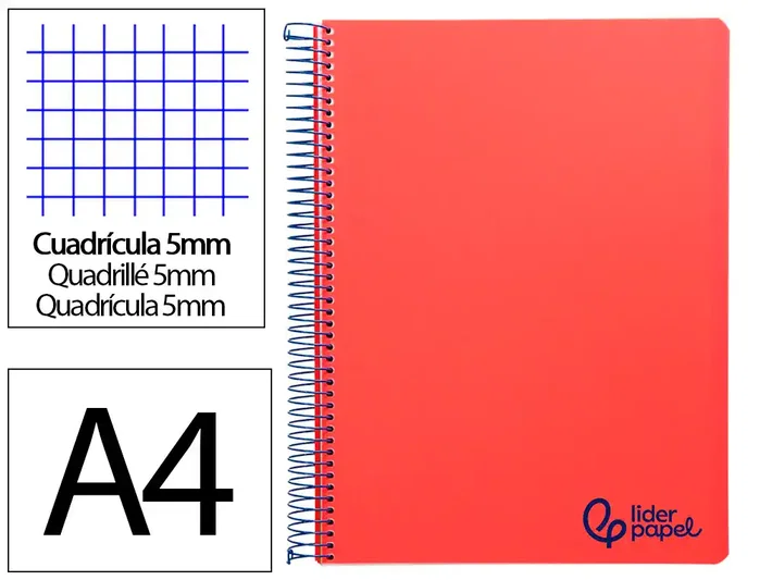 Liderpapel Cuaderno Espiral Micro Wonder A4 Rojo 120 Hojas Cuadro 5mm Liderpapel Cuaderno Espiral Micro Wonder A4 Rojo 120 Hojas Cuadro 5mm