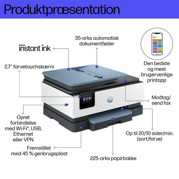 HP Impresora Multifunción OfficeJet Pro 8135e Color Wi-Fi con Fax