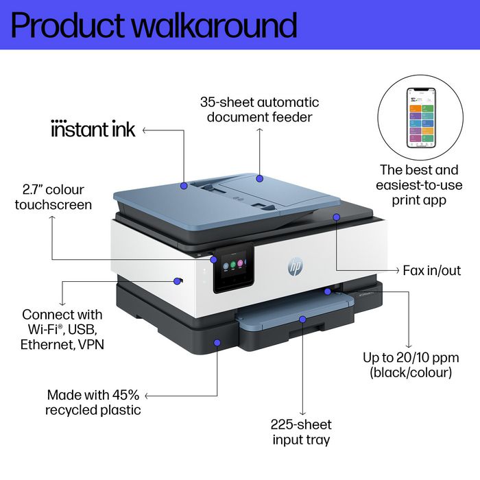 HP Impresora Multifunción OfficeJet Pro 8135e Color Wi-Fi con Fax