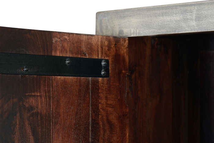 Giner y Colomer Armario de Madera de Mango con Patas de Hierro Gris Envejecido 180 cm Giner y Colomer Armario de Madera de Mango con Patas de Hierro Gris Envejecido 180 cm