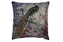 DKD Home Decor Cojín de Algodón Terciopelo Gris Oscuro con Detalles Pavo