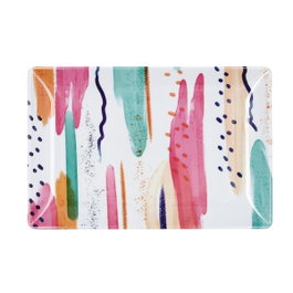 Quid Bandeja Rectangular Melamina Acuarela Rosa 30x20x2 cm