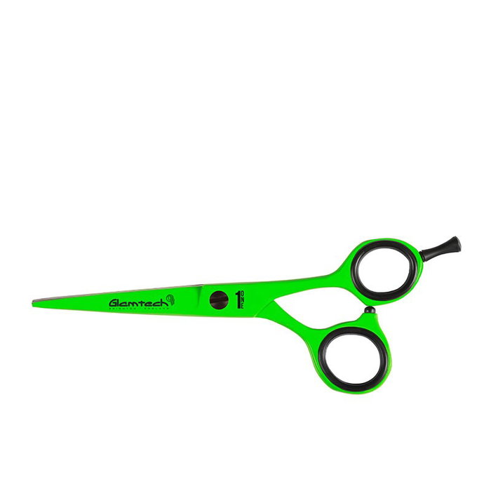 Glamtech Tijeras de Peluquería Ergo Neon Green 5.5" Acero Inoxidable para Estilistas Principiantes y Avanzados