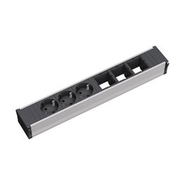 Bachmann Coni Large 912.006 - Regleta / Base de Enchufe con 3 Tomas Schuko (Schutzkontakt), Color Negro y Plata