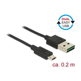 DeLOCK Cable EASY-USB 2.0 USB A a Micro-USB B Negro 20 cm