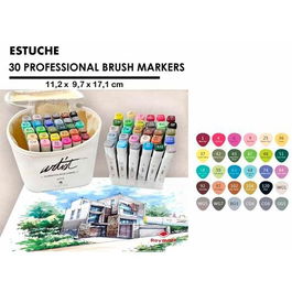 Alex Bog Rotuladores Canvas Luxe Professional Brush Marker Doble Punta Biselada-Pincel C-Surtidos Estuche 30 Ud