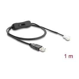 DeLOCK Cable de ventilador USB 2.0 Tipo-A a 3 pines con interruptor 1 m