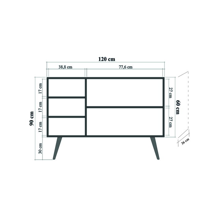 Hanah Home Mega-720 Consola Roble Sonoma Tablero Partículas Melaminado 120x90x36cm Hanah Home Mega-720 Consola Roble Sonoma Tablero Partículas Melaminado 120x90x36cm