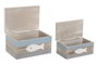 DKD Home Decor Set de 2 Cajas de Almacenaje MDF Azul y Blanco