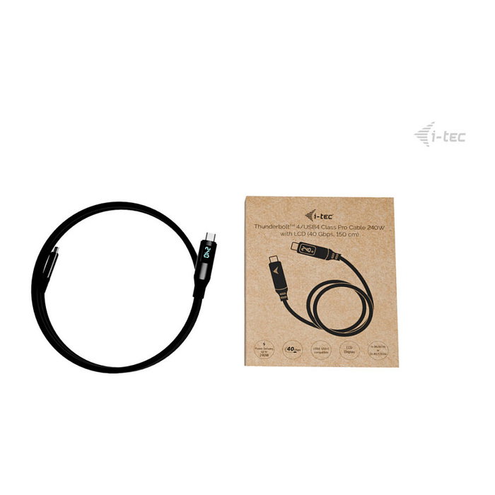 I-Tec Cable Thunderbolt 4/USB4 Class Pro con LCD 240W 40 Gbps 150 cm