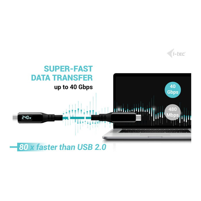 I-Tec Cable Thunderbolt 4/USB4 Class Pro con LCD 240W 40 Gbps 150 cm