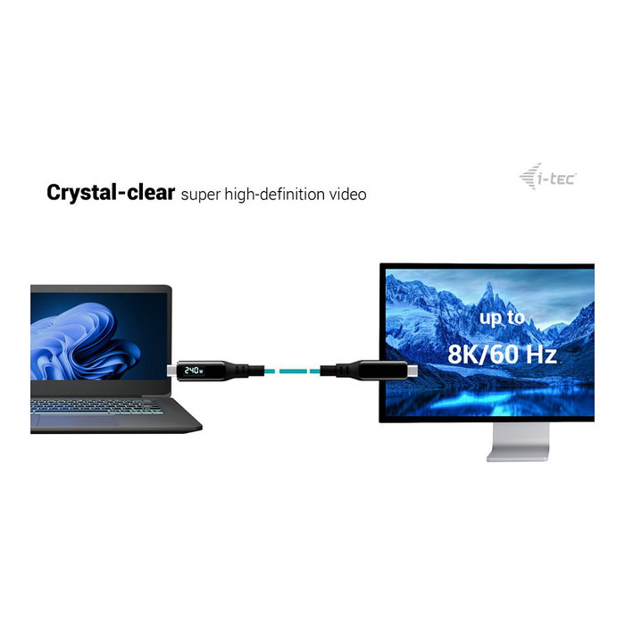 I-Tec Cable Thunderbolt 4/USB4 Class Pro con LCD 240W 40 Gbps 150 cm