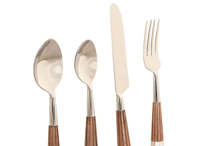 DKD Home Decor Set de Cubertería Acacia e Inox de 16 Piezas Natural, Blanco y Plateado DKD Home Decor Set de Cubertería Acacia e Inox de 16 Piezas Natural, Blanco y Plateado
