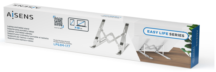 Aisens Soporte de Sobremesa Ajustable para Portátil y Tablet, Plata