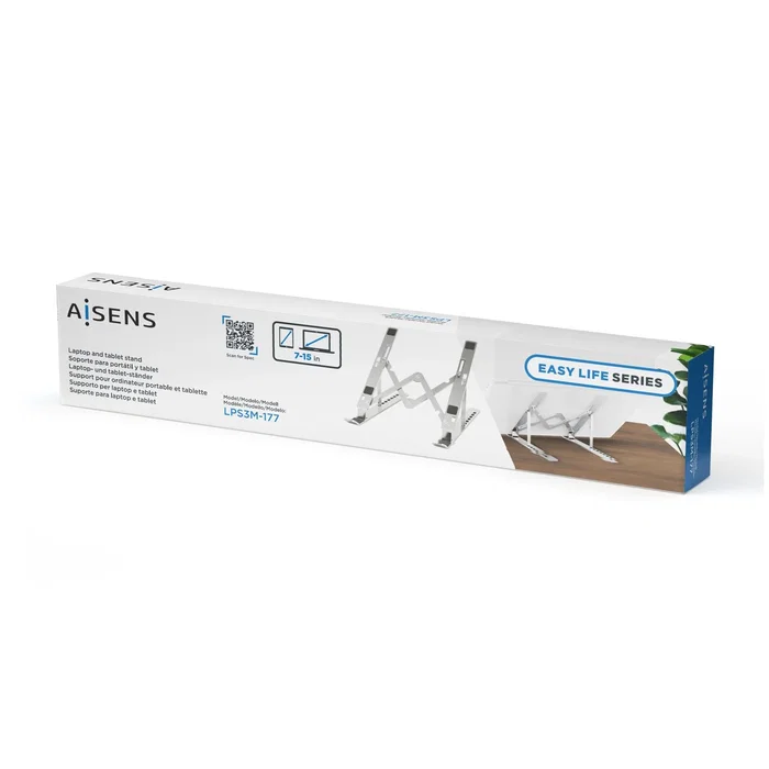 Aisens Soporte de Sobremesa Ajustable para Portátil y Tablet, Plata