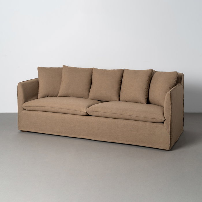 Sofá Marrón Tejido Salón 215 X 92 X 78 cm