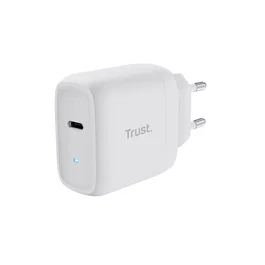 Trust Maxo Cargador de Pared USB-C 45W, Cargador Rápido con Cable 2m, 1 Puerto USB-C PD 3.0, Universal, Blanco, Fabricado con 75% Materiales Reciclados