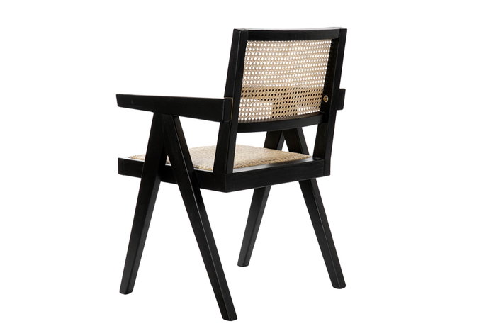 DKD Home Decor Silla Olmo Ratan Rejilla Negro