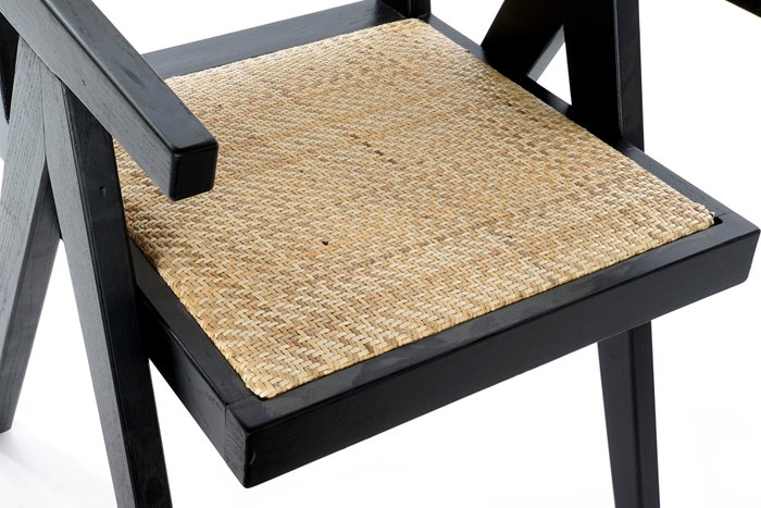 DKD Home Decor Silla Olmo Ratan Rejilla Negro