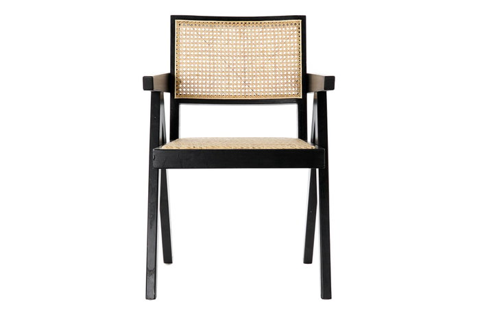 DKD Home Decor Silla Olmo Ratan Rejilla Negro