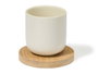 Kinvara Set de 4 Tazas de Café de Cerámica Blanca con Posavasos de Bambú, 95 ml, Aptas para Lavavajillas y Microondas, 28.5 x 17.8 x 6.5 cm (Set de 12)