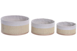 DKD Home Decor Set de 3 Cestas de Bambú Natural 27x27x16 cm