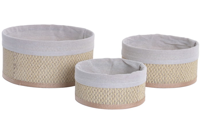 DKD Home Decor Set de 3 Cestas de Bambú Natural 27x27x16 cm