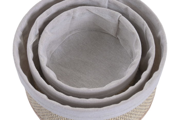 DKD Home Decor Set de 3 Cestas de Bambú Natural 27x27x16 cm
