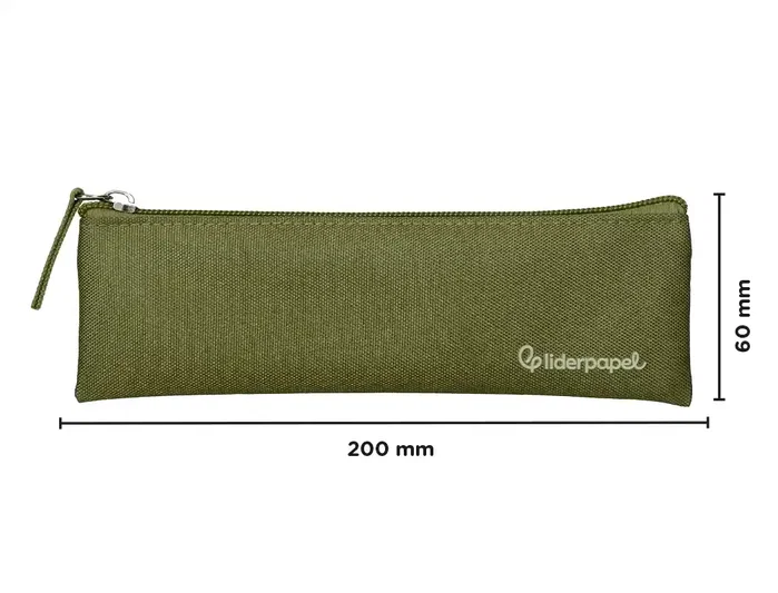Liderpapel Estuche portatodo plano estrecho verde militar