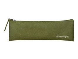 Liderpapel Estuche portatodo plano estrecho verde militar