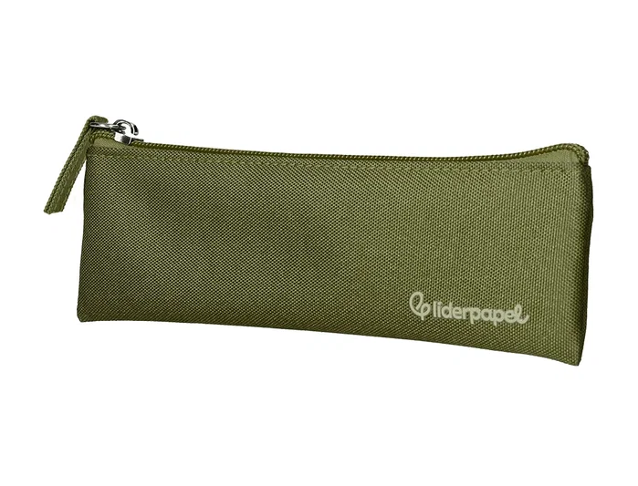 Liderpapel Estuche portatodo plano estrecho verde militar